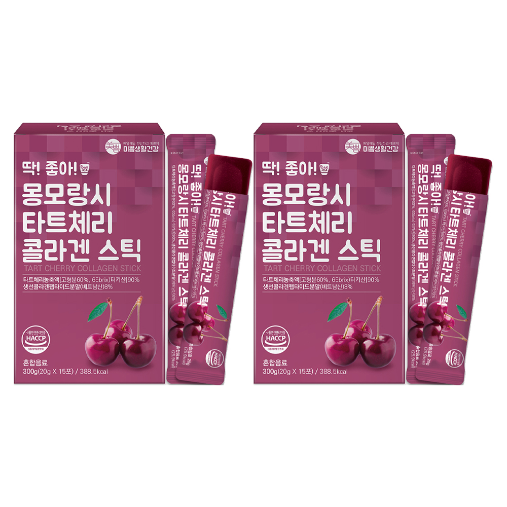 미쁨생활건강 딱 좋아 몽모랑시 타트체리 콜라겐 젤리 스틱 15p 29,800원