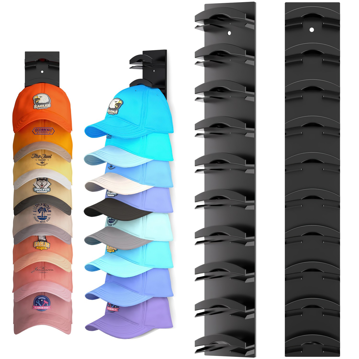 야구 모자용 모자 정리함, 강력한 접착력을 갖춘 벽용 모자 선반 최대 20개의 모자, 도어 옷장용 모자 걸이 홀더 디스플레이, 모자 정리함 수납 멀티 레이어, 2개, 블랙 11,090원