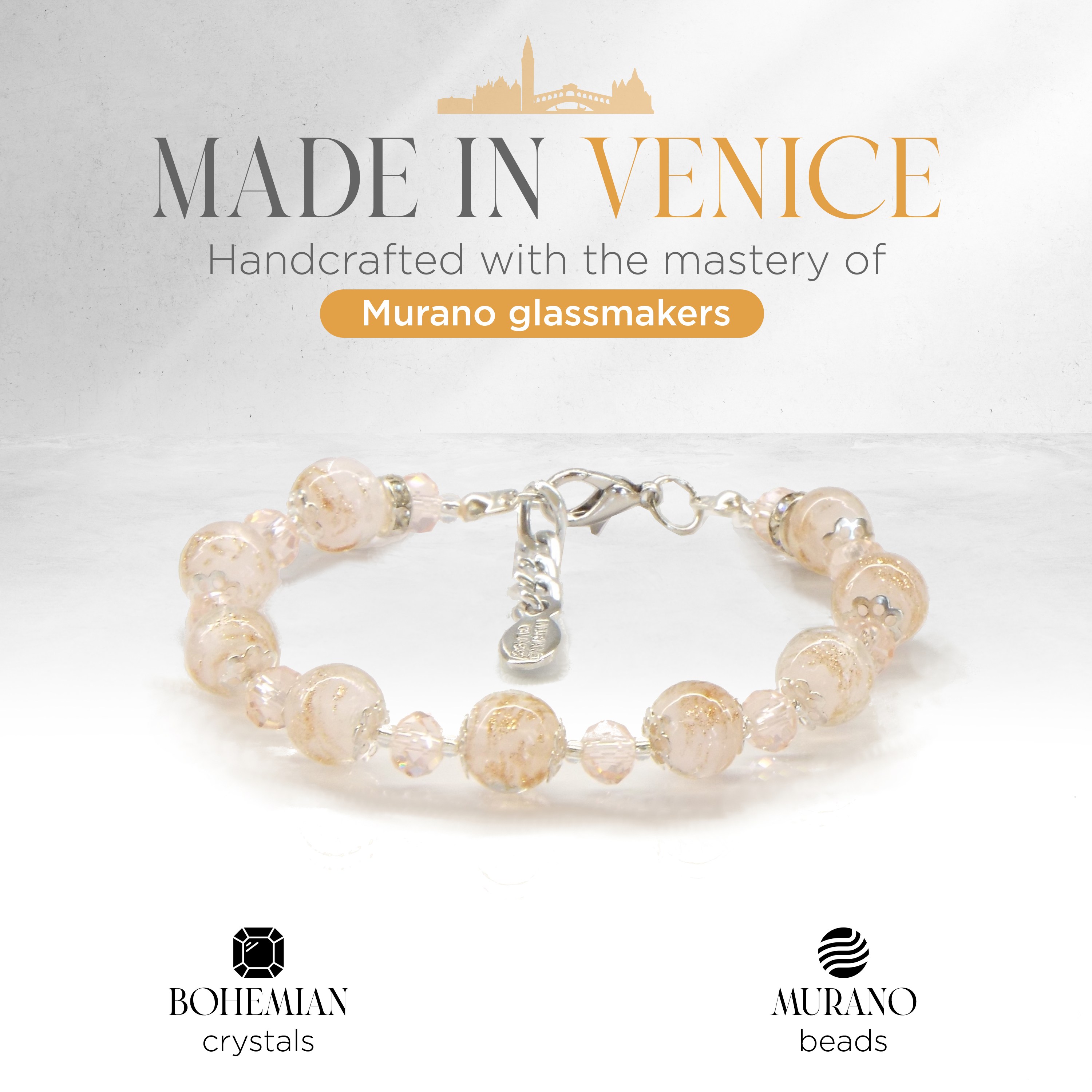 소스피리 베네치아 수제 무라노 유리 9구슬 및 10 보헤미아 크리스탈 팔찌 로즈 컬렉션 우아하고 세련된 여성 액세서리 SOSPIRI VENEZIA 이탈리아 수공예 패션 주얼리 선물 75,000원