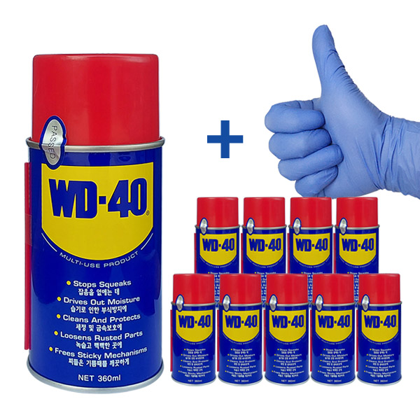 벡스 정품 윤활 방청제 WD-40 360ml 10캔 묶음 + 고급 니트릴장갑 증정 48,900원