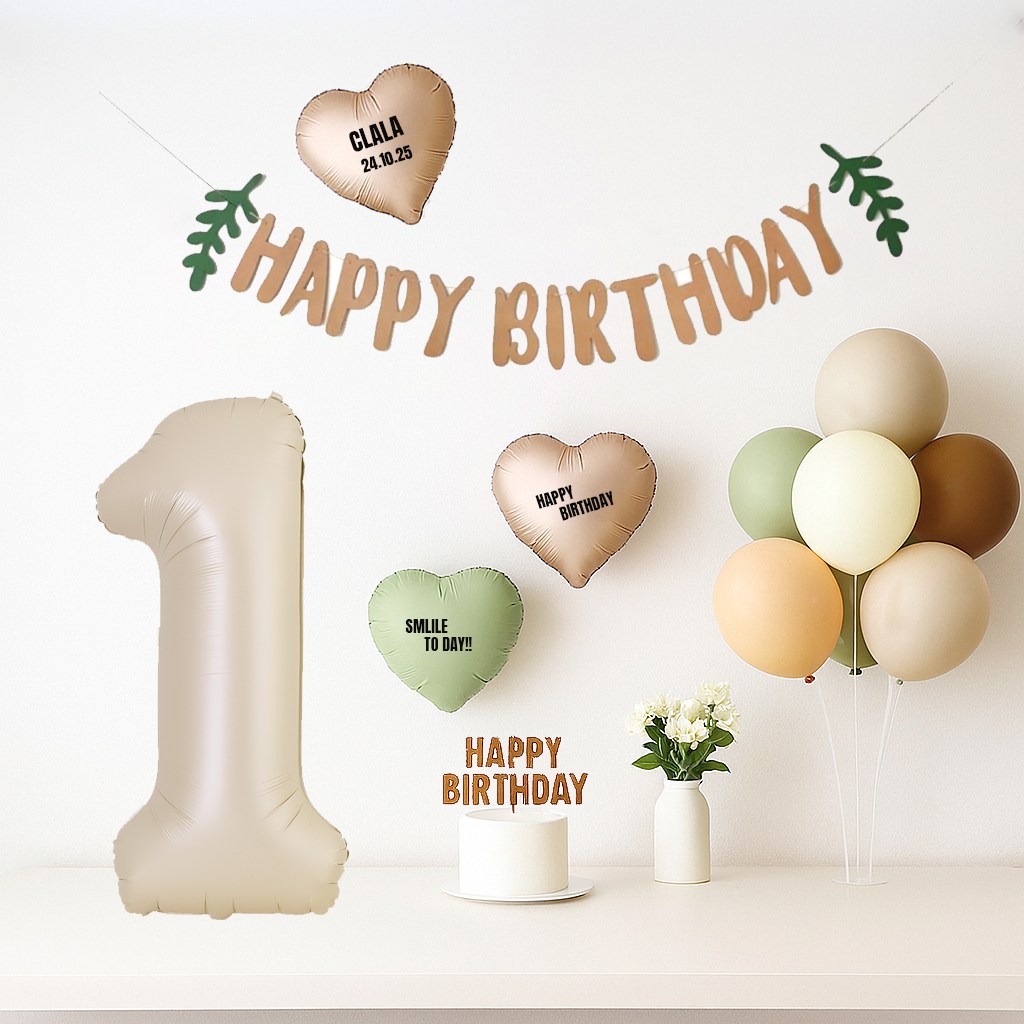 해피제이니 생일 파티 풍선 용품 세트 가랜드 숫자 생일상 (이름 레터링 포함), 1세트, 크림 숫자풍선 1 11,900원