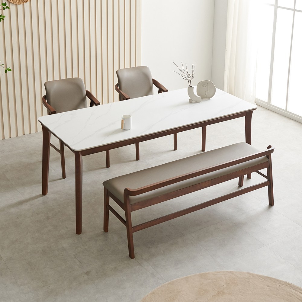 라로퍼니처 위니 1900 포세린 통 세라믹 6인 고무나무 원목 식탁 세트 448,000원