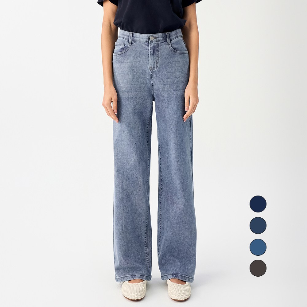 엘블로썸 여성 [숏,기본,롱] 스판 와이드 허리편한 히든밴드 청바지 3단기장 21,800원