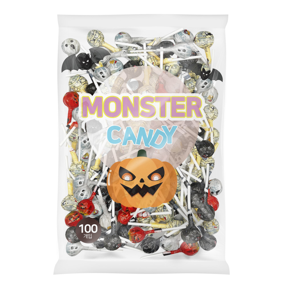 몬스터 할로윈 사탕 대용량 막대 캔디 100개(4가지맛) 13,500원