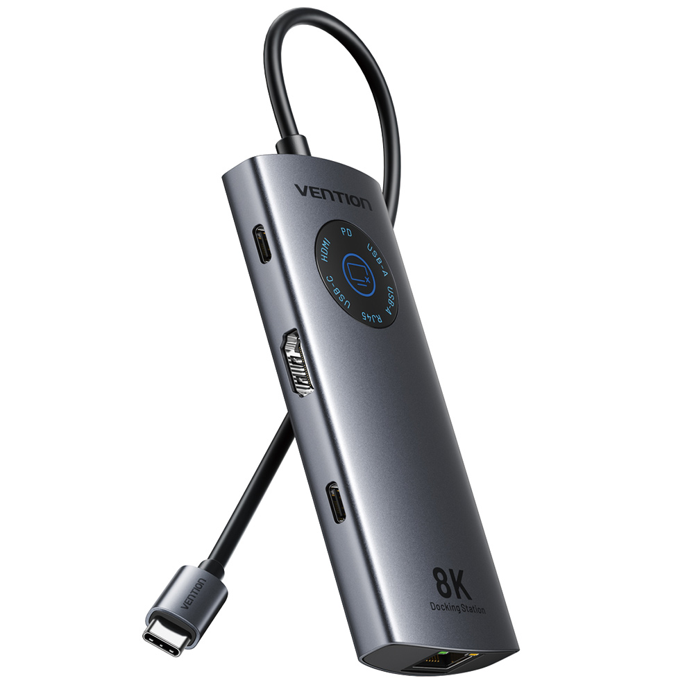 벤션 C타입 8K HDMI PD 랜카드 USB 멀티 허브 도킹스테이션, 미러링 터치 On Off 사생활 보호기능, 1개, 그레이 69,900원