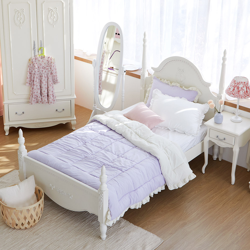 베스트리빙 러블리 공주풍 엔나 화이트 엔틱 클래식 원목 싱글 침대(매트포함)/독립매트리스 559,000원