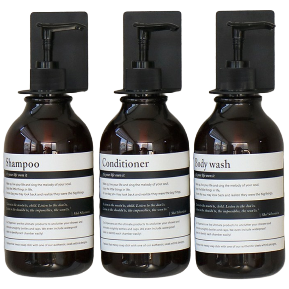 위띵크 호텔느낌 디스펜서 샴푸통 공병 520ml 3개+ 공중부양 홀더 3개, 1세트 23,500원