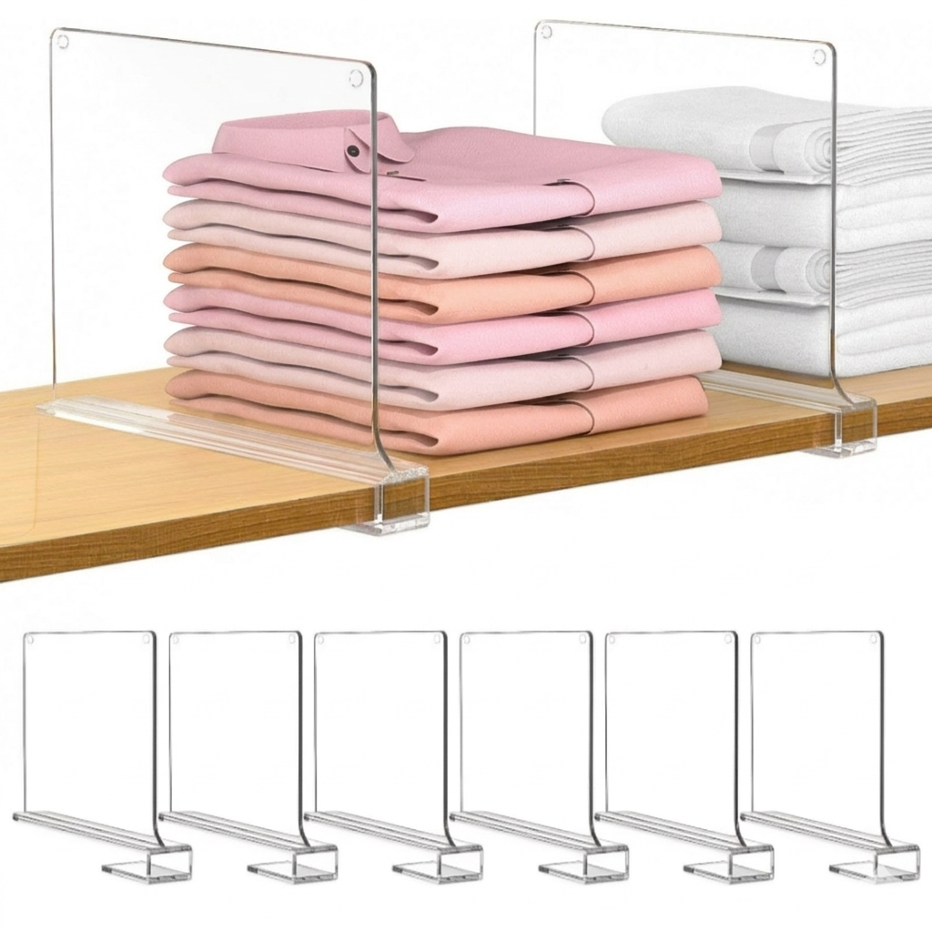 모드리움 다용도 옷장 선반 수납 정리 아크릴 칸막이, 6개, 투명 29,000원