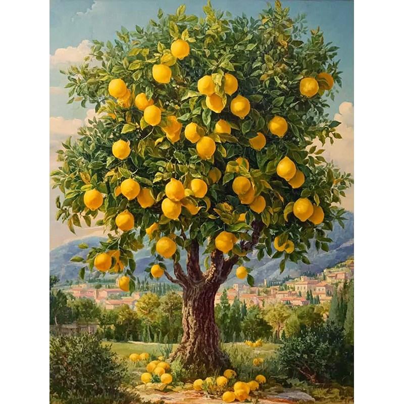 뉴타임즈 보석 자수 캔버스 타입 40X50cm 액자 포함 다이아몬드 그림 홈 인테리어 수공예 애호가 풍경화 동식물 특별한 선물, 1개, 레몬 나무 00410 19,000원