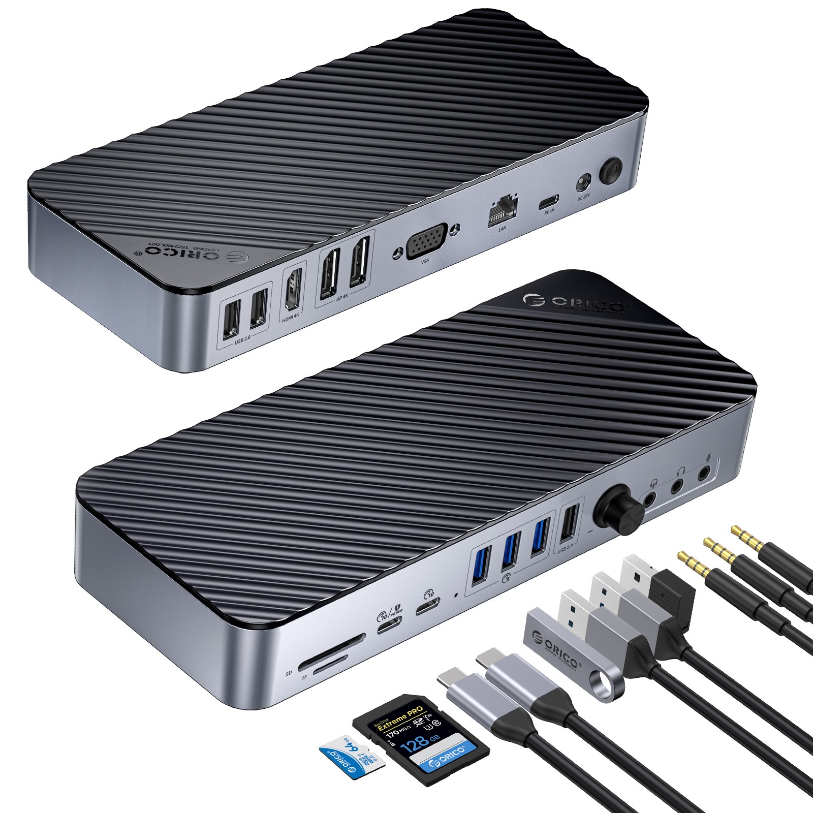 오리코 20 in 1 RJ45 DP HDMI 4K60Hz SD/TF 3.5mm 오디오 USB 허브 도킹스테이션 DKA20 440,400원