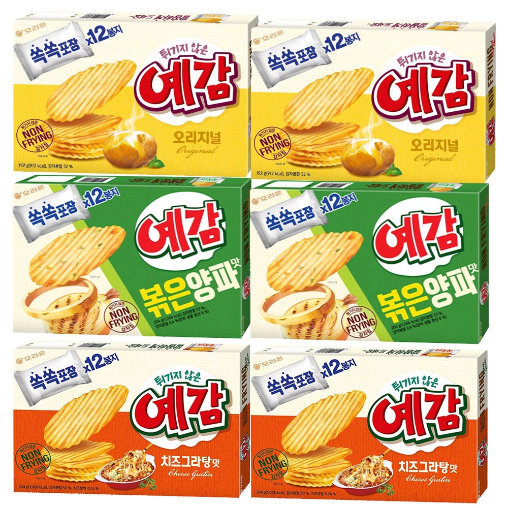 오리온 예감 오리지널 192g+치즈그라탕 204g+볶음양파맛 204g[총3개] 무료배송, 600g, 2세트 21,610원