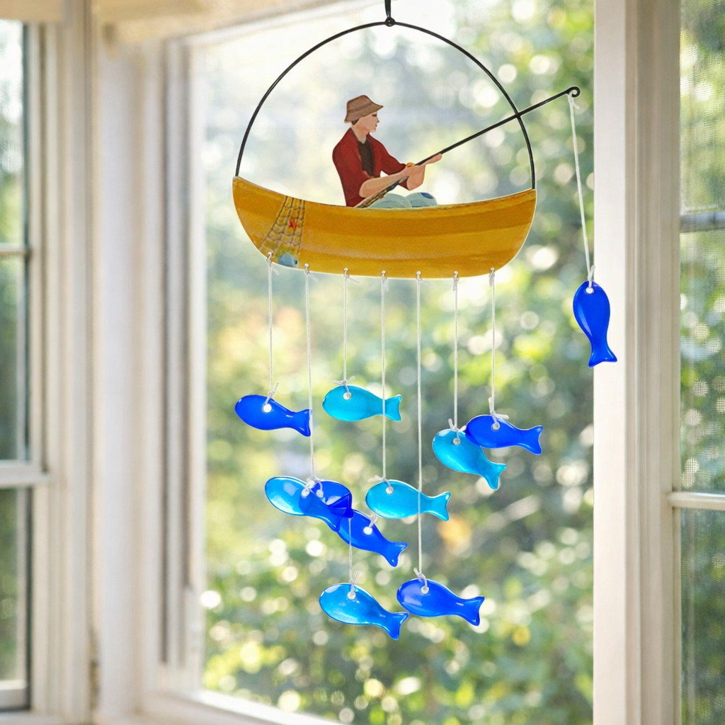 풍경종 바람종 유리장식품 낚시하는남자, 블루카야 23,000원