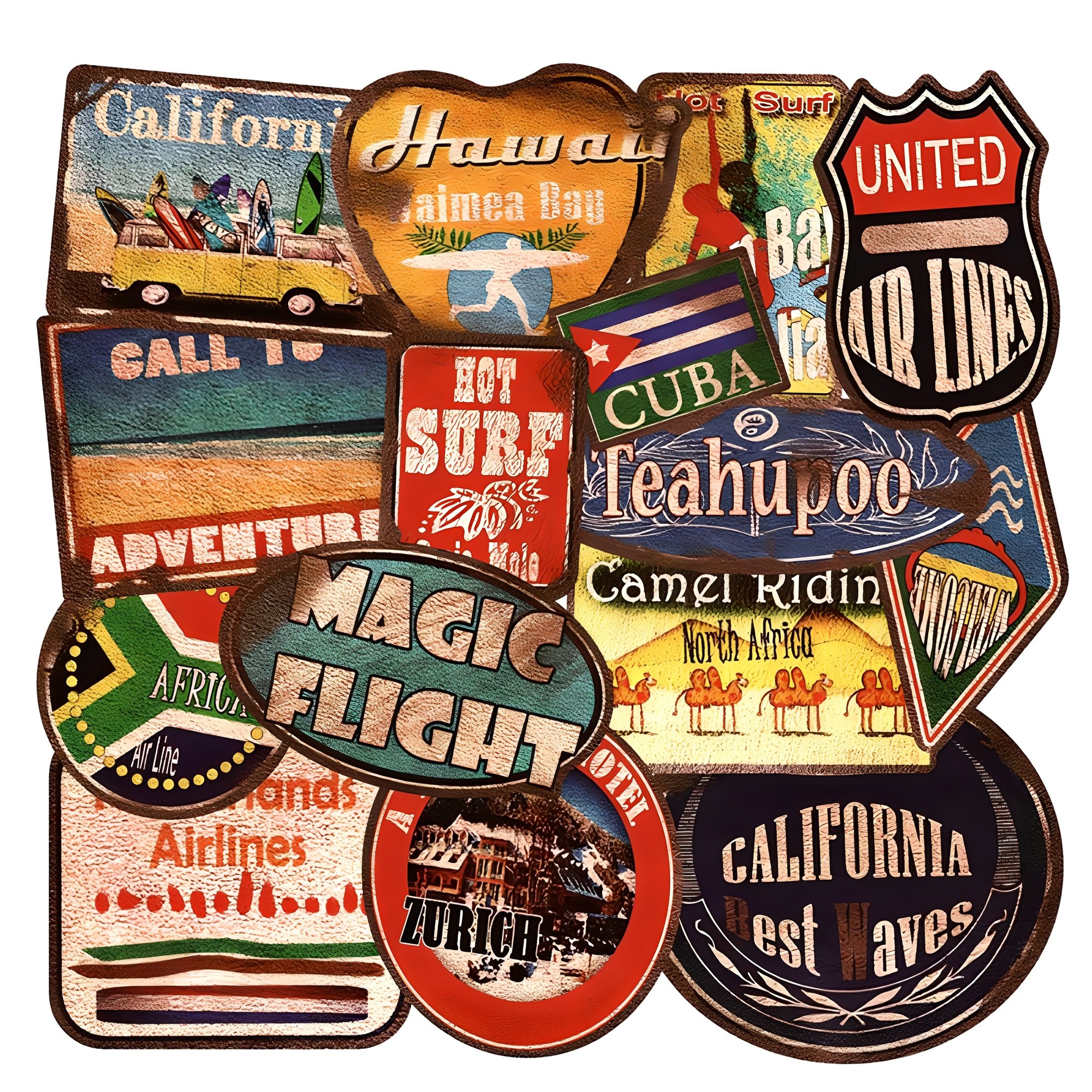 방수 노트북스티커 리무버블 스티커세트 캐리어 핸드폰 꾸미기 대형 스티커, 빅빈티지, 1세트 6,900원