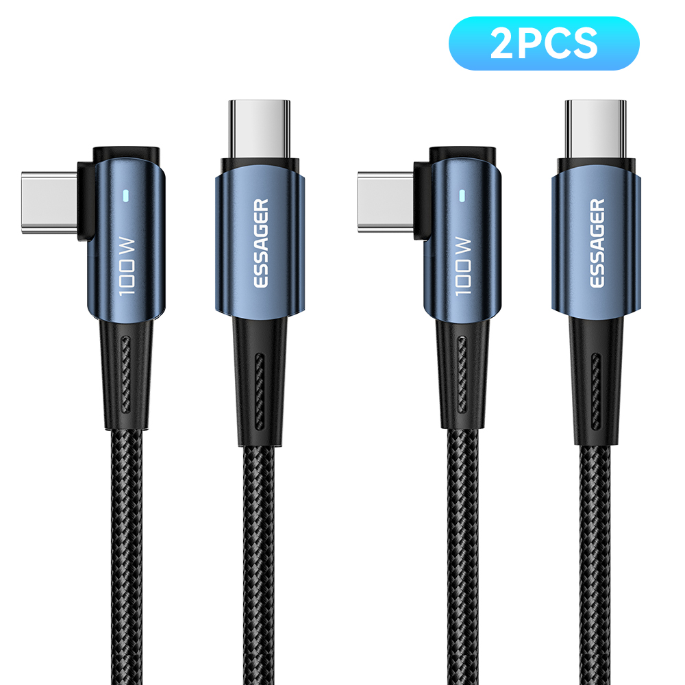 Essager 90도 L자형 PD 100W C타입 고속 충전 케이블 2개입 삼성 호환, 블루, 2개, 1m 12,380원