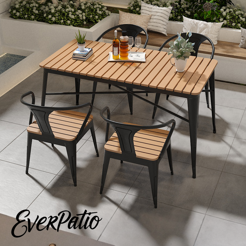 에버파티오 모던 야외 테이블 의자 세트 감성 카페 방수 테라스 가구 가든 정원 인테리어 목재 철제 데크, 블랙 320,000원