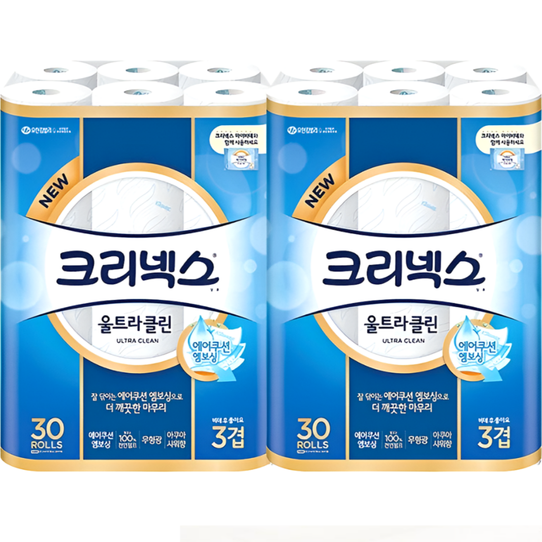 크리넥스 울트라클린 에어쿠션 롤화장지, 27m, 30롤, 4세트 86,430원