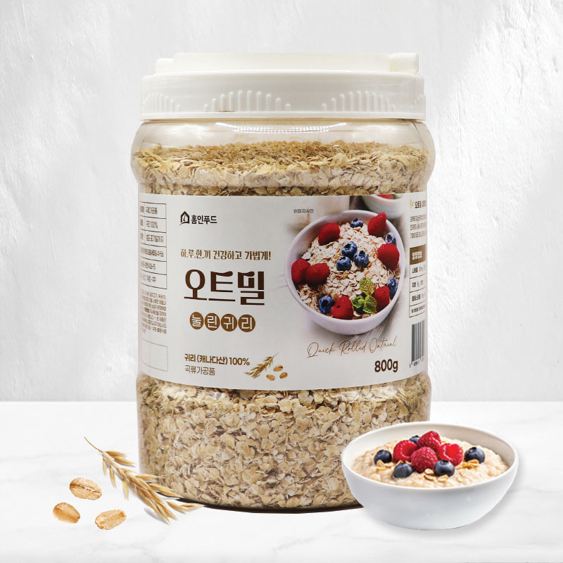 홈인푸드 오트밀 퀵오트밀 눌린귀리 100%, 1개, 800g 9,900원