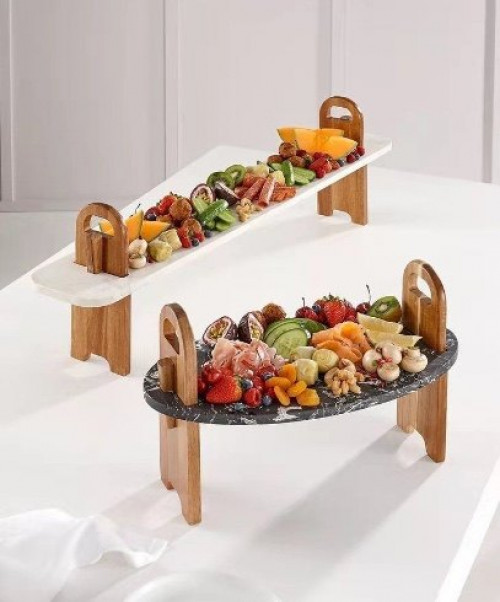 디저트 플레이트 2단 대리석 수납 선반 케이크 접시 꽃무늬 나눔 접시 예쁜 일본식 홈카페 스타일, R_지름 20+25cm 205,800원