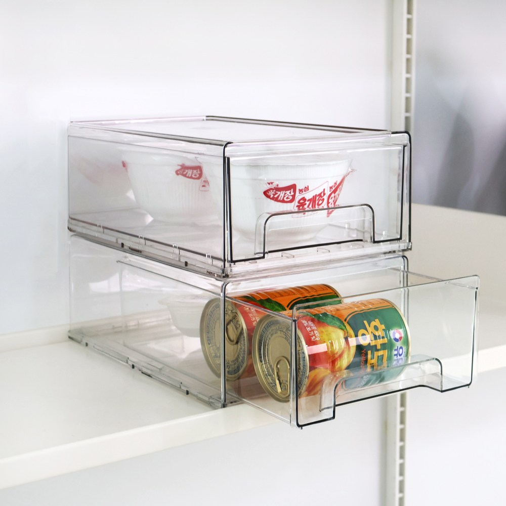 이지유 적층형 서랍식 정리함 다용도 주방 펜트리 슬라이딩 수납 보관 플라스틱, 투명, 1개 11,600원