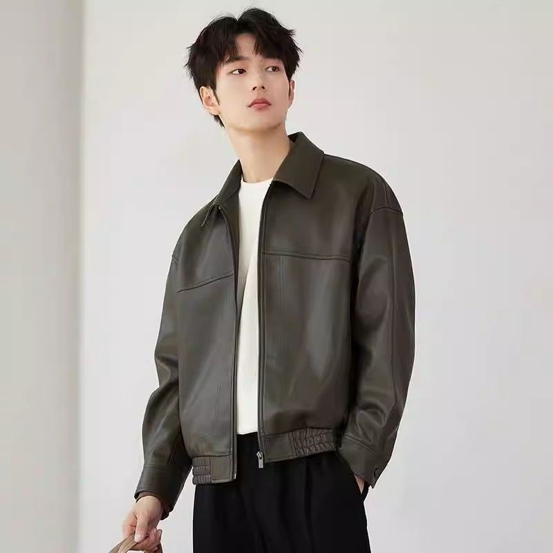 남성 카라넥 캐주얼 데일리 집업 가죽자켓 ZM031 34,000원