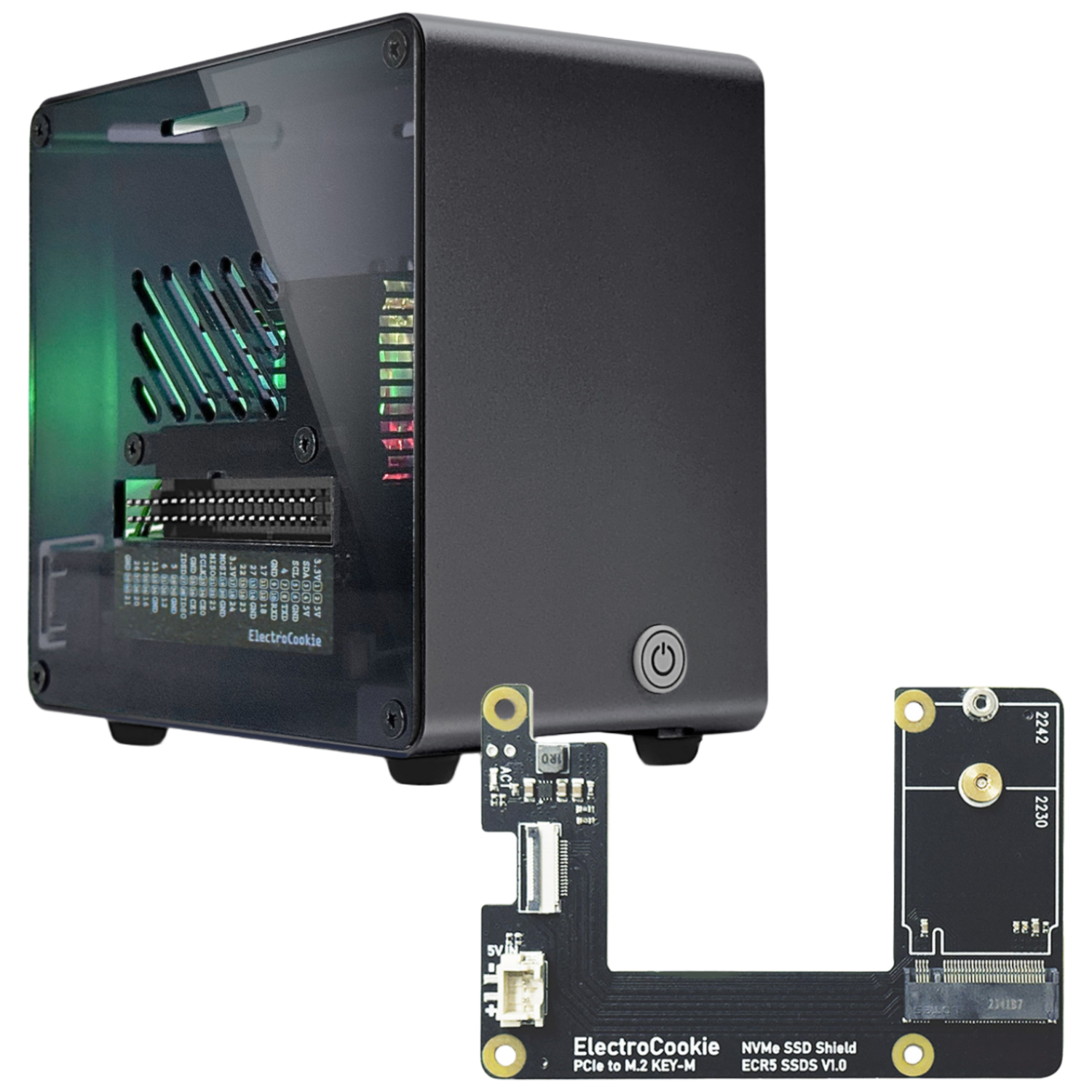 라즈베리파이5 미니타워 알루미늄 방열 케이스 [DT/ Black] + M.2 NVMe SSD 쉴드[ECR5 SSDS] 38,900원