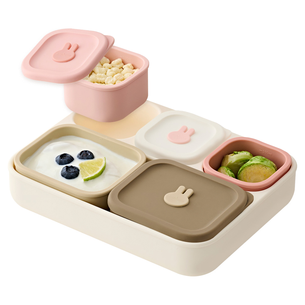 아띠래빗 유아용 쏙쏙 모듈형 실리콘 흡착 식판 + 보관 용기 소형 3p + 보관 용기 대형 2p 세트 39,900원