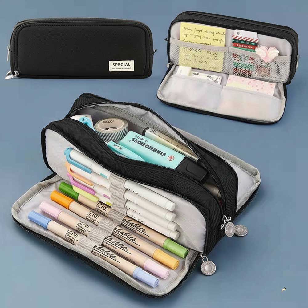 다온뷰 대용량 캠퍼스 필통 펜 수납 파우치 학생용 문구함, 1개, 검정 14,900원