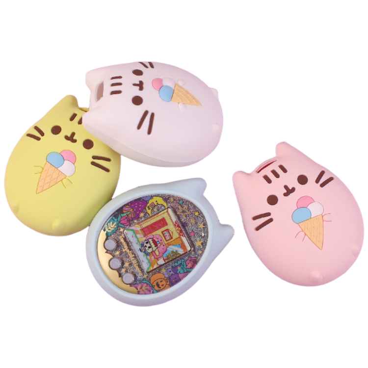 SANS 고양이 캐릭터 다마고치 실리콘 커버 안전 케이스 보호필름, 핑크 19,900원