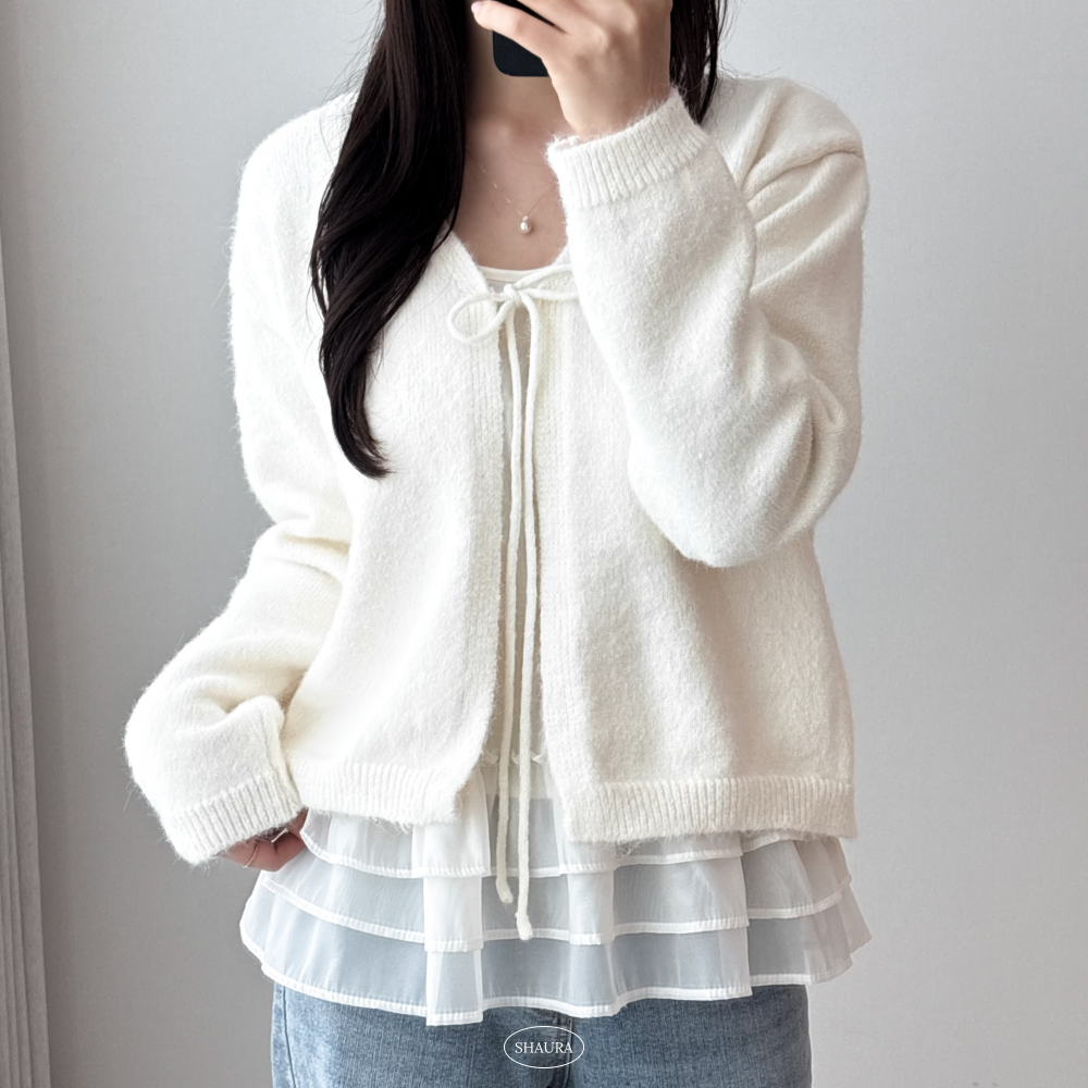 샤우라 러블리 데일리룩 프릴 레이어드 뷔스티에 가디건 45,000원