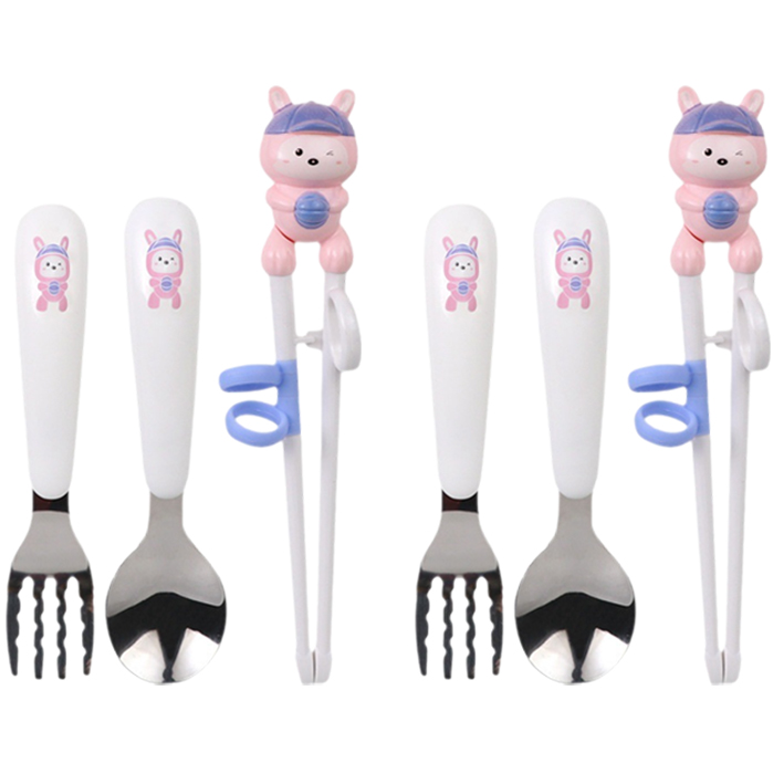 1+1 유아 수저 세트 케이스 포함 교정 젓가락 숟가락 포크 유아동 연습 용 귀여운 캐릭터 실리콘 링 아기 아동 어린이 식기 11,850원