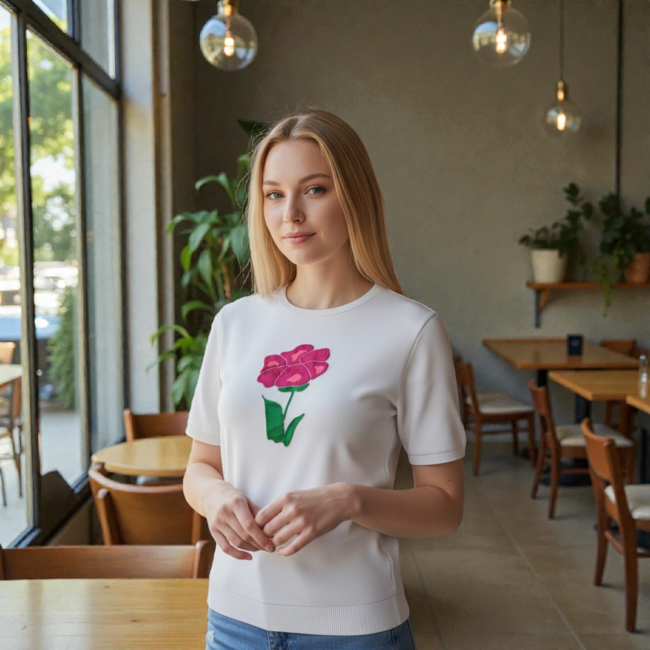 니트골프웨어 골프웨어니트 골프웨어인타샤 여성골프웨어니트 인타샤니트 장미꽃 반팔 60,000원