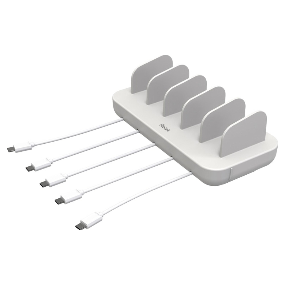 로이직 테이블오더 보조배터리 5포트 대용량 고속 멀티충전기 12V10A RZ-525T + C타입 케이블 5p 세트, 크림, 1세트 74,800원