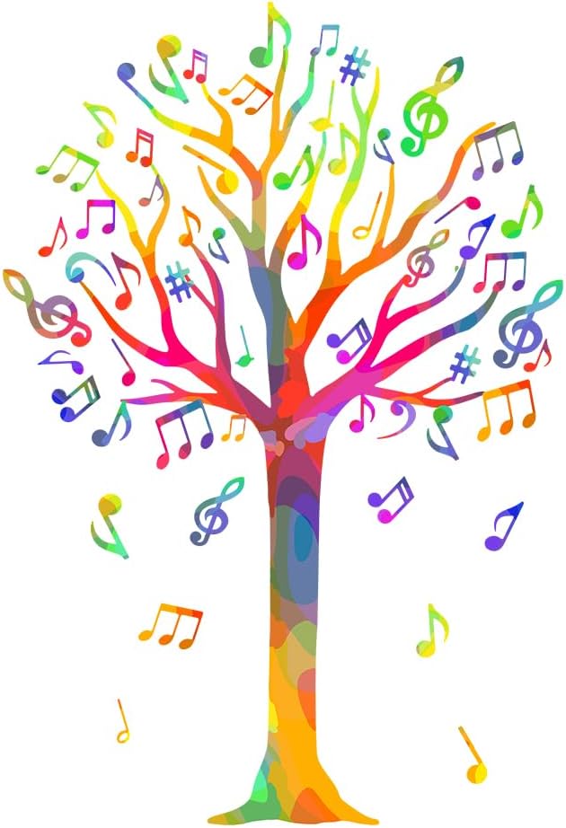 PVC 벽 스티커 음표 나무 패턴 거실 원룸 아파트 현관 침실 인테리어 소품 접착식 벽면 장식 800x390mm 2장 세트, 다채 7,020원