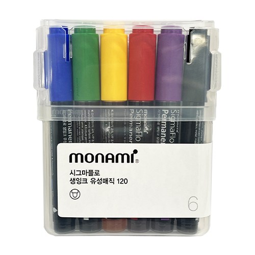 모나미 시그마플로 생잉크 유성매직 120 A세트, 믹스컬러 6종, 1개 11,200원