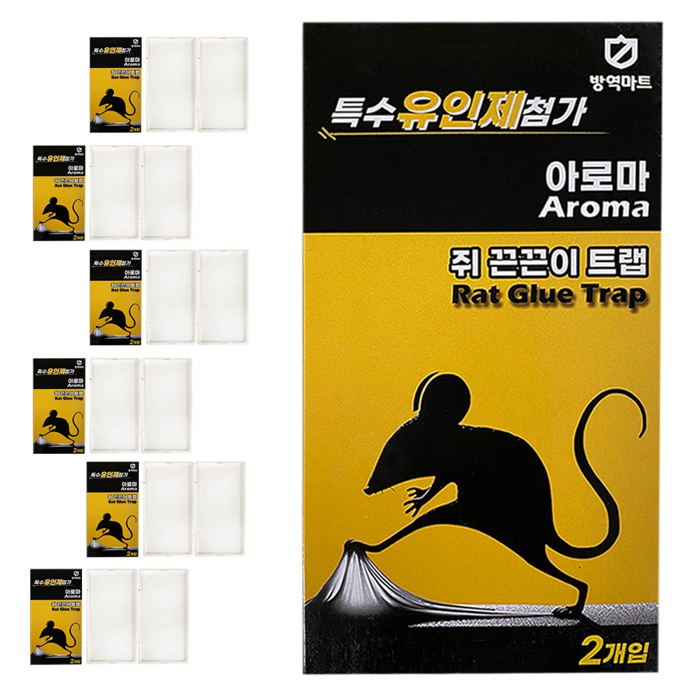 특수 유인제 첨가 쥐 끈끈이 덫 퇴치기 트랩 강력 쥐 퇴치 찍찍이 식당 베란다 싱크대 마우스 박멸, 6개, 2개입 18,990원