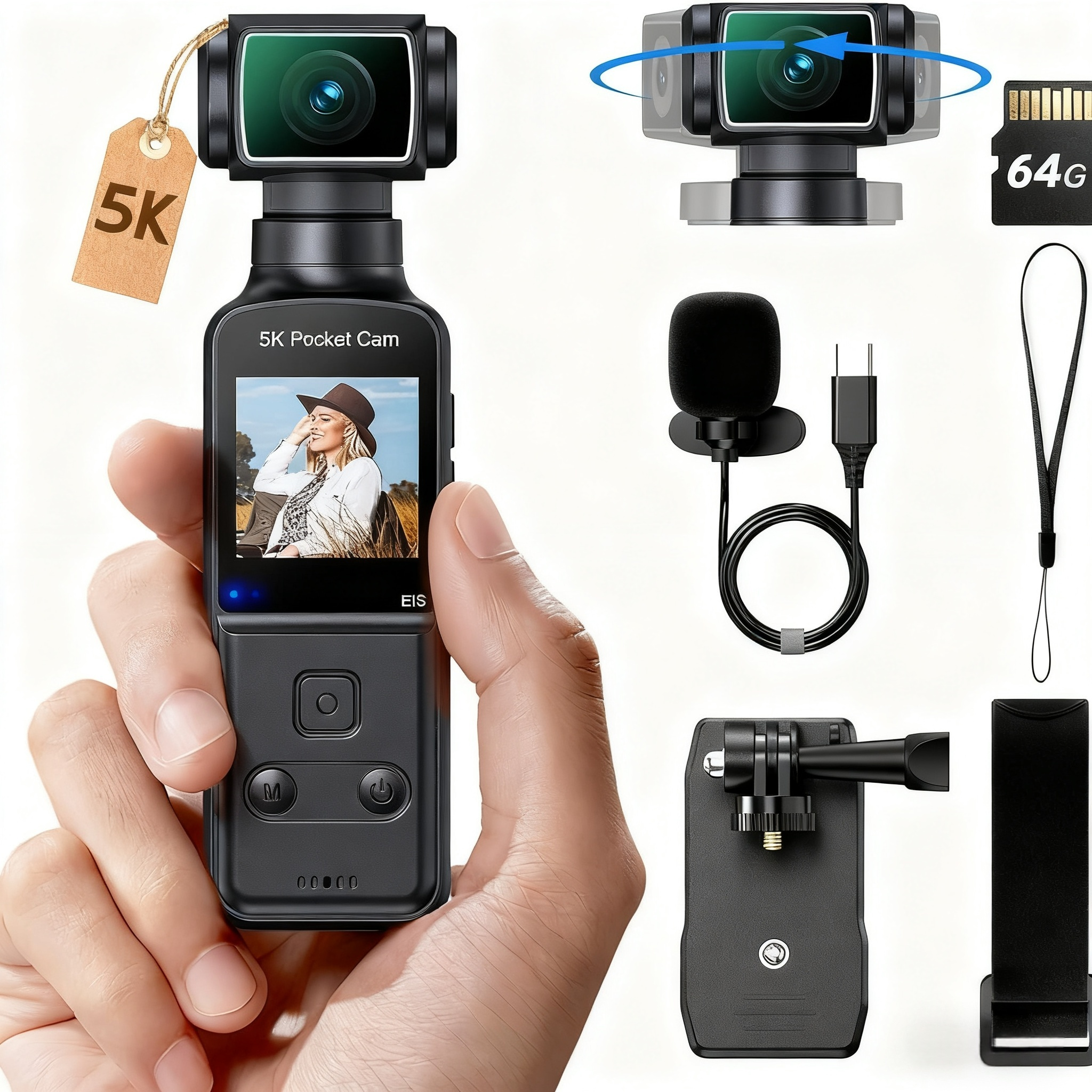 자홀포 5K wifi EIS 초소형 휴대용 액션캠 270도 회전렌즈 초고화질 자전거 오토바이 블랙박스 97,500원