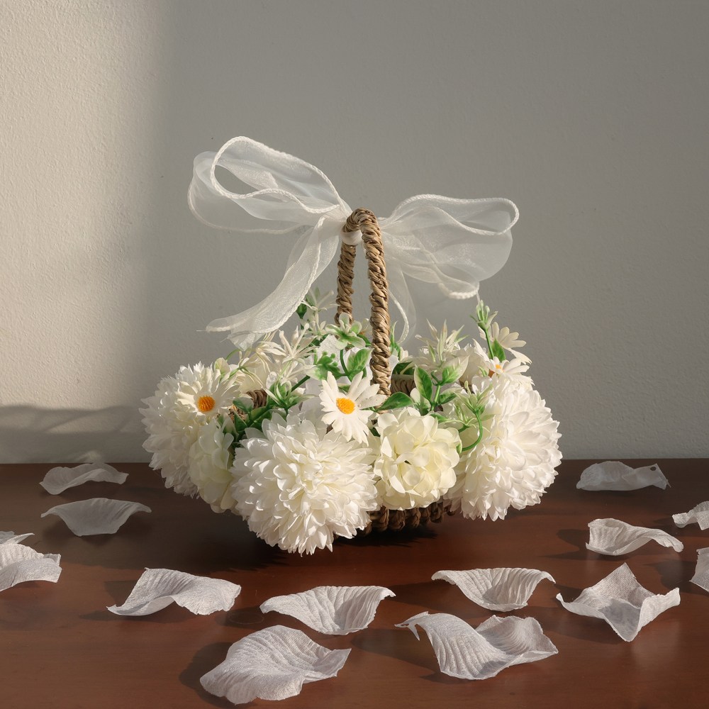 엘블랑꼬 데이지 화동바구니 조화 꽃장식 결혼식 예물 교환 링베어러 22,800원