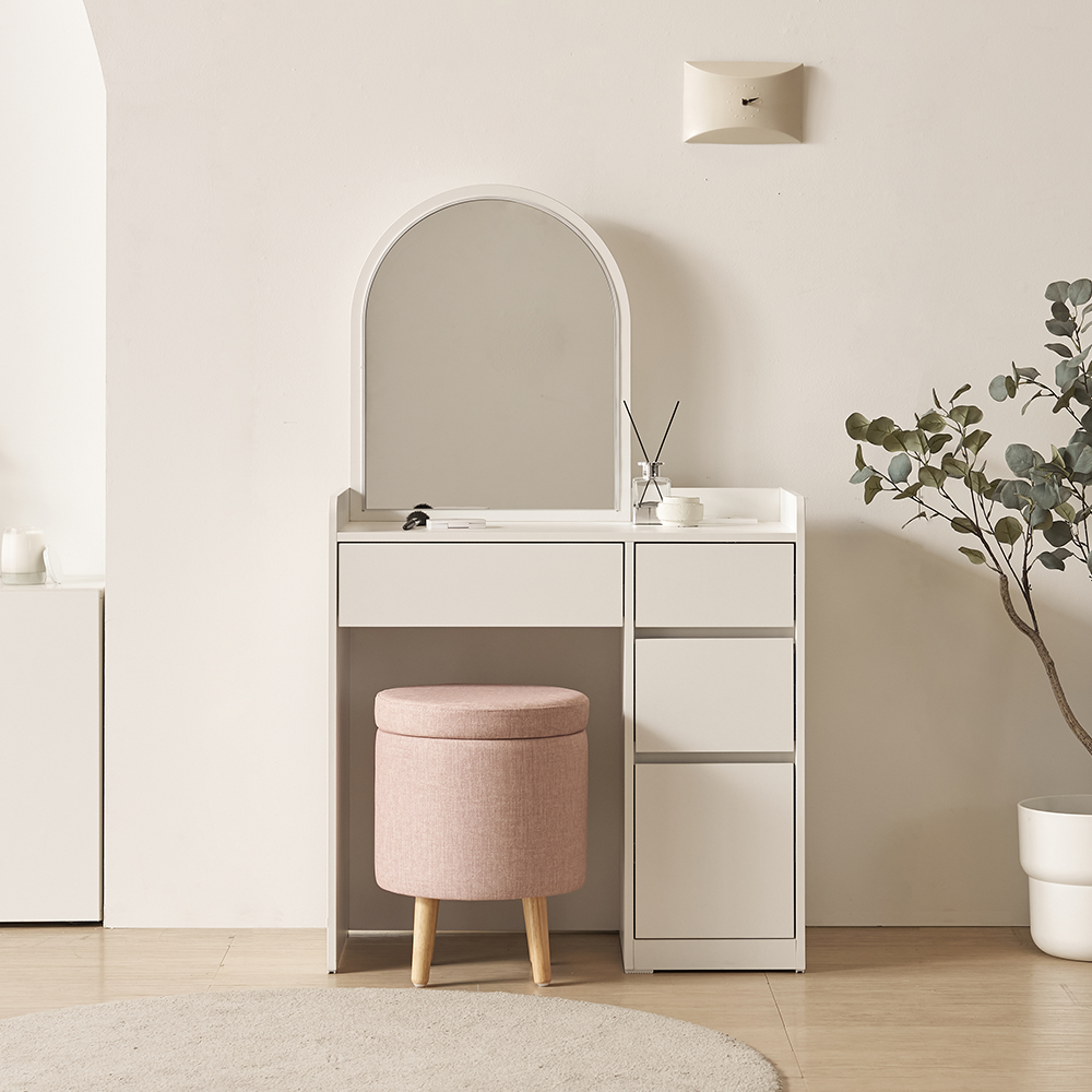 멜루어 800 수납 LED 조명 수납 모던 미니 거울 화이트 화장대, 화이트(4월 13일 출고 예정) 153,000원