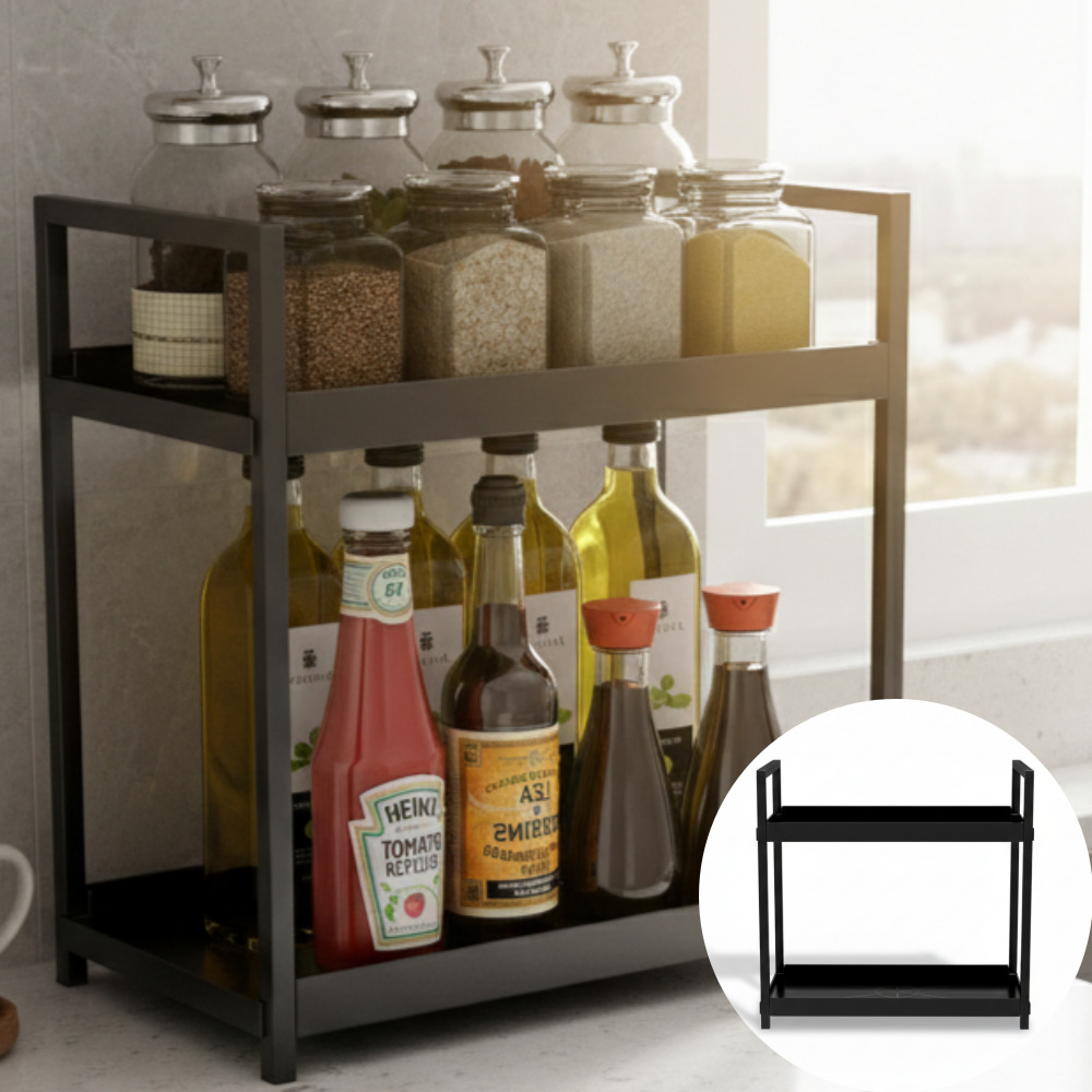 뮤젠트 다용도 심플 조미료 정리 양념통선반, 1개, 블랙 15,000원
