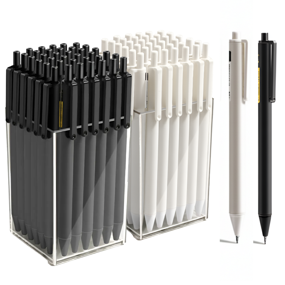 제롭 대용량 번지지 않는 퀵드라이  빨리 마르는 노크식 리니어 블랙 젤펜 0.5mm+투명 펜 케이스 세트 17,300원