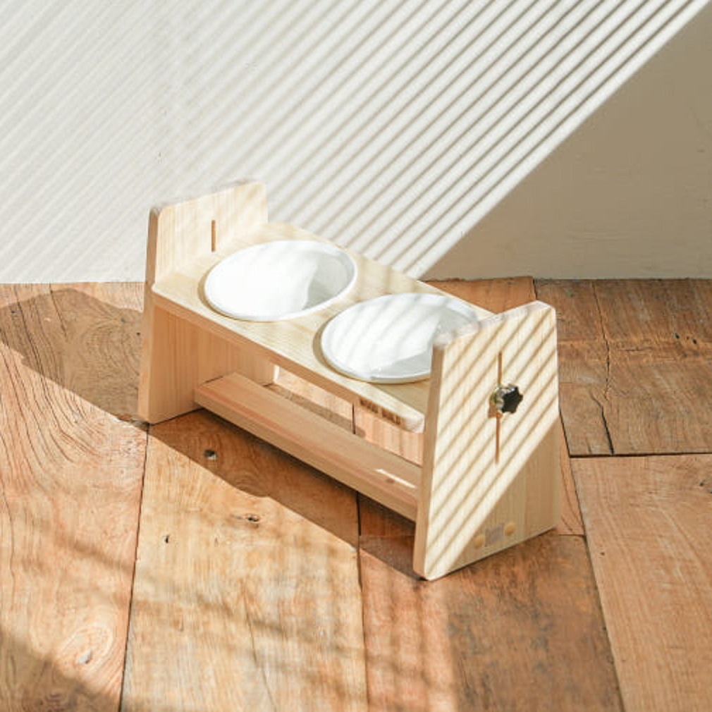 우드팟 강아지밥그릇 고양이물그릇 애견 식기 높이조절 2구 식기세트(그릇 포함), 1개 33,500원