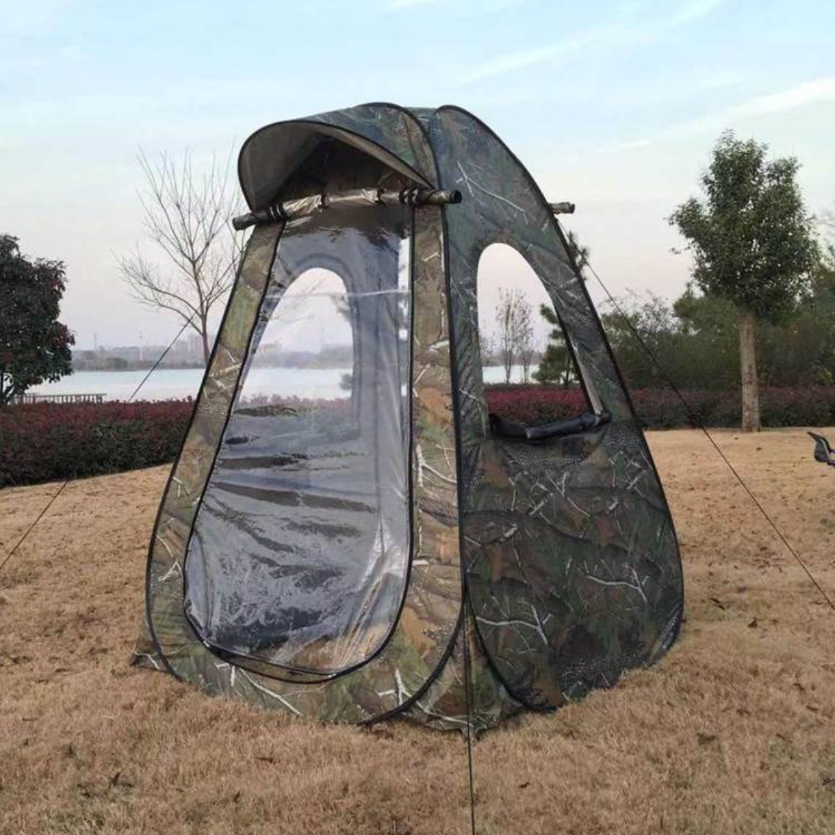 [용왕낚시] 낚시텐트 1인용텐트 얼음낚시텐트 원터치텐트 빙어낚시텐트 2인용텐트 캠핑텐트 간이텐트 화장실텐트 겨울텐트 좌대낚시, 위장색 투명막추가형 69,500원