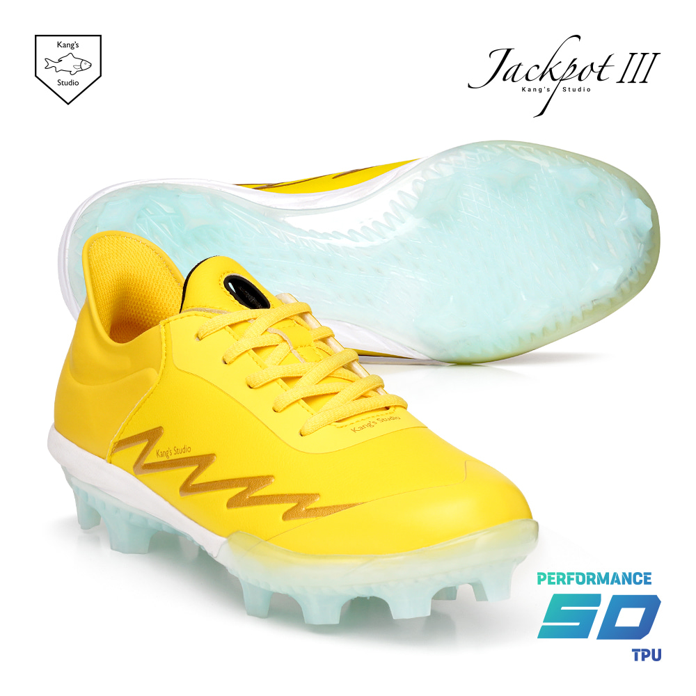 26년 캉스스튜디오 잭팟3 포인트스파이크 야구화 강스 포인트화 Yellow & Gold - T02 74,830원