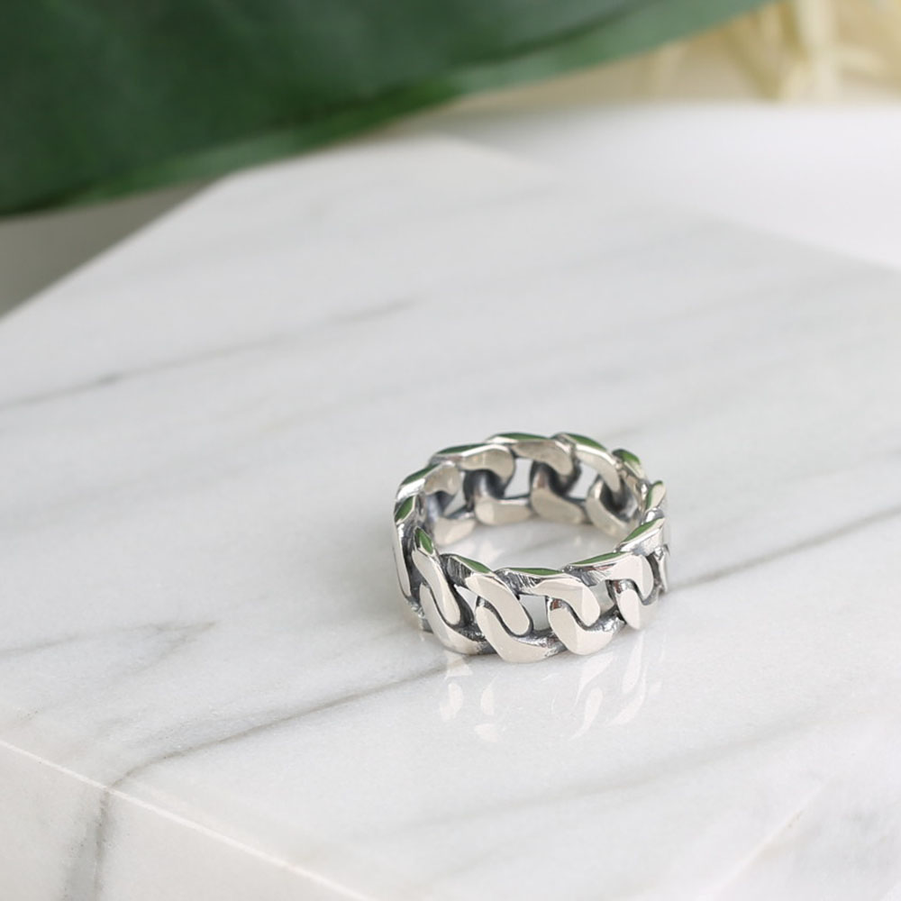 제이엠코 순은 실버925 굵은 체인 남자 여자 커플 검지 은반지 156,900원