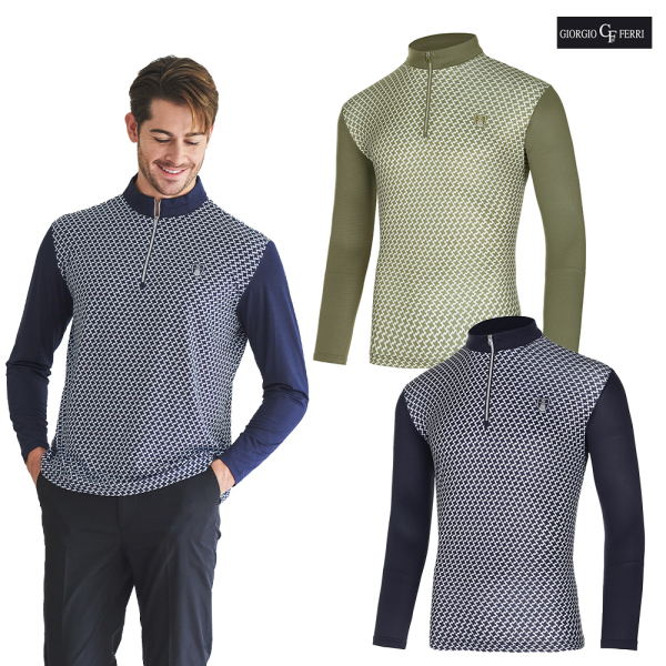 아놀드파마 조르지오페리 골프  남성 바디프린트 하프넥 반집업 티셔츠 27,450원