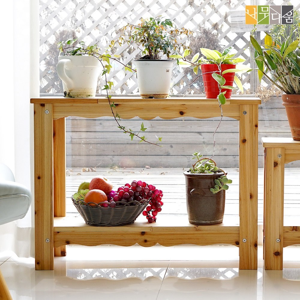 나무다움 DIY 프리미엄 2단 원목 화분받침대 길이 600mm 화분정리 진열대 화분선반, 내추럴 53,240원
