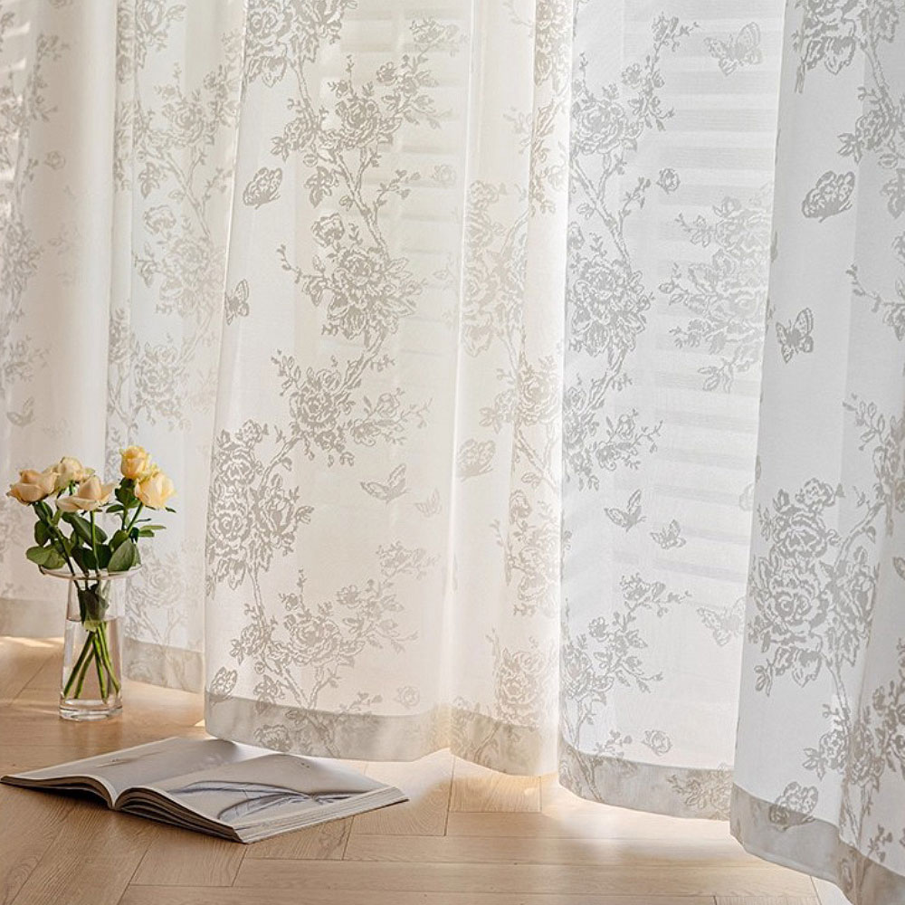 지앤와이 로즈 버터플라이 엠보 아일렛형 쉬폰 커튼 48,580원