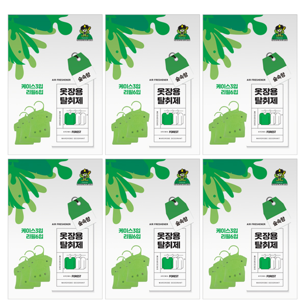 산도깨비 옷걸이형 옷장탈취제 숲속향 3개입+리필6매입 섬유탈취제, 1세트 24,900원