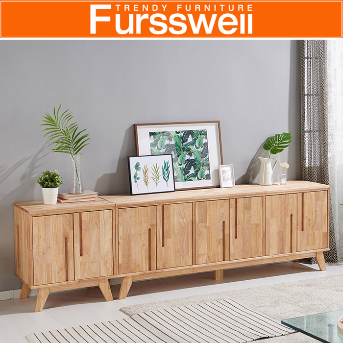 퍼스웰 노르센 고무나무원목 2400 TV장높은거실장(SI_138), 단일상품 433,000원