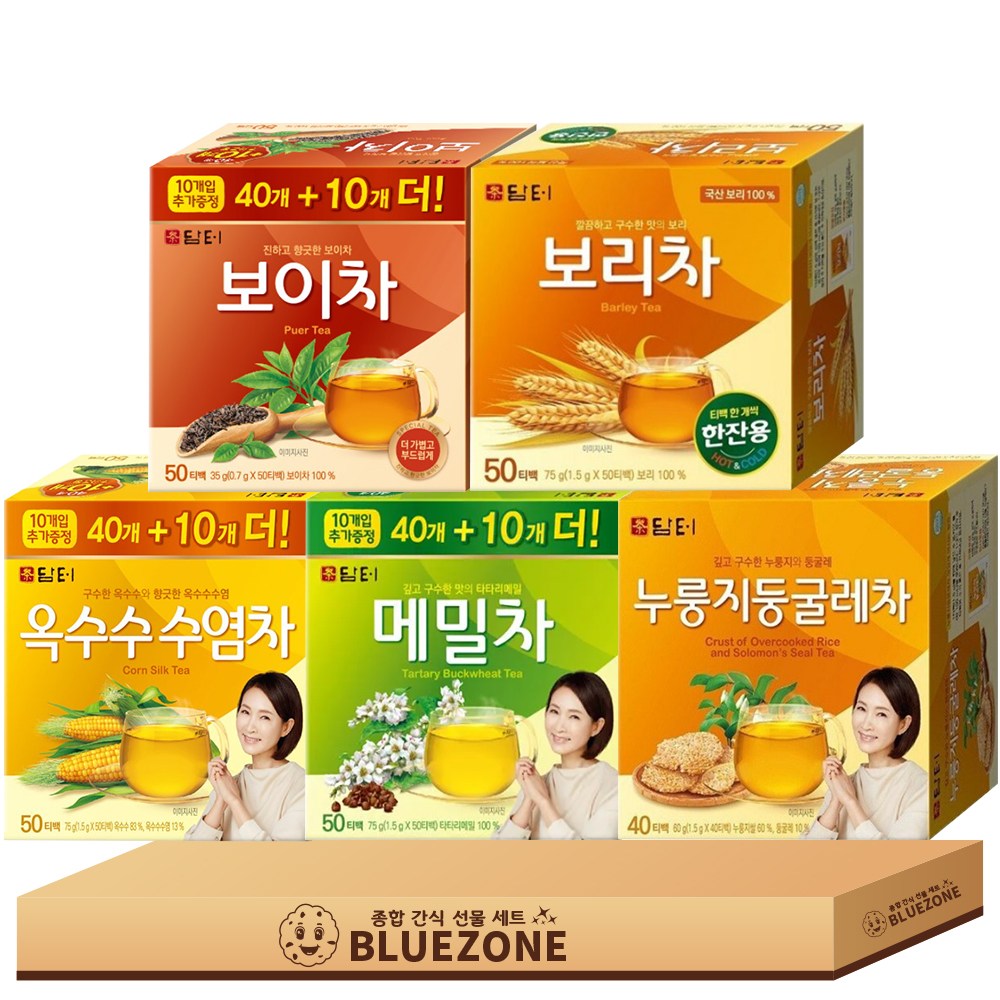 담터 차 세트 누룽지둥글레차40T 옥수수수염차50T 메밀차50T 보이차50T 보리차50T, 1개, 40개입, 35g 28,800원